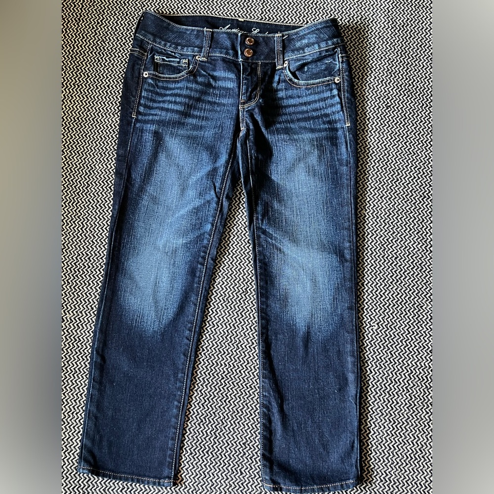 American Eagle dark wash Artist crop stretch jeans - Picture 4 of 8